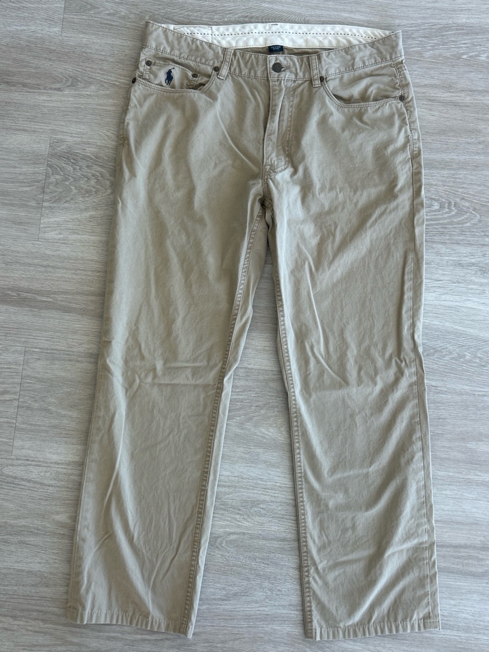 Polo Ralph Lauren Pants Mens 34x32 Tan Straight Leg Khaki Chinos 5 Pocket Pony